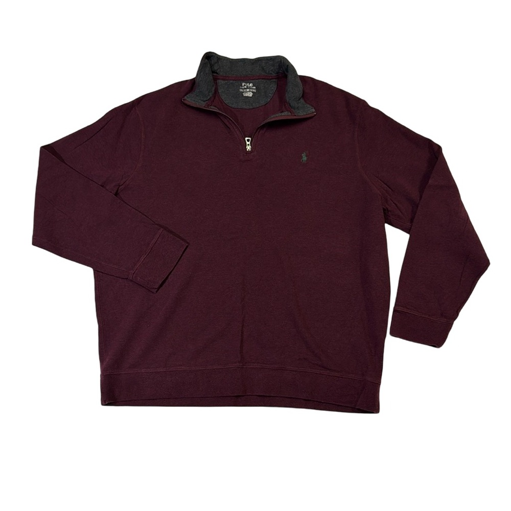 Polo Ralph Lauren mens 2XL XXL purple solid cotton blend 1/4 zip sweater EUC